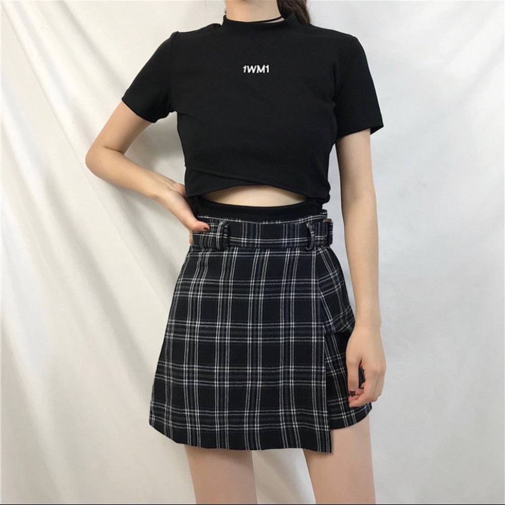 Plaid wrap skirt (skort)